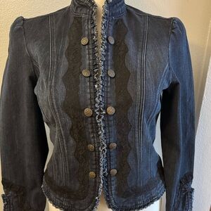 Live a Little Dark Denim Jacket with Black Lace